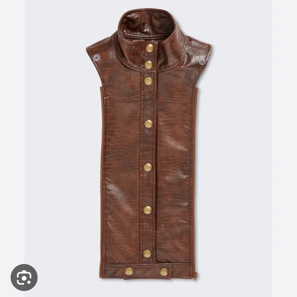 $450 Rare! Veronica Beard Rocco luxe brown vegan croc leather dickey brass snaps